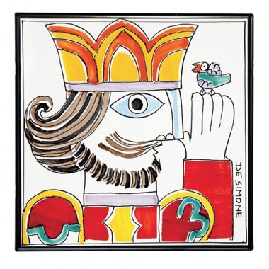 Sicilian handmade Ceramic Wall Tile Folk King PI297FK-14G De Simone Pottery Sicilian handmade Ceramic Wall Tile Folk King PI297FK-14G De Simone Pottery